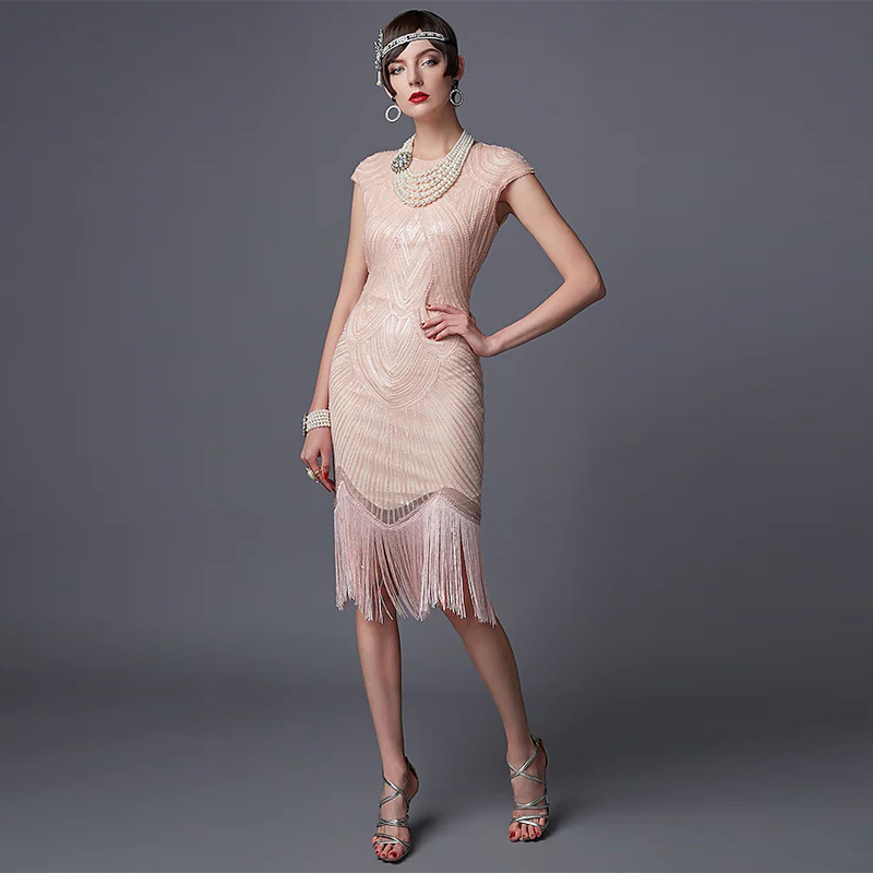 Vintage Fashion Dresses - 1920s Gatsby Fringe Flapper Dress Vintage