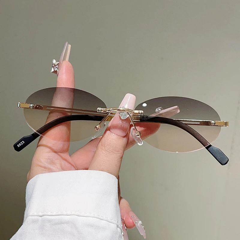 Rimless Oval Sunglasses Women  - Vintage Outdoor Fashion review and price
