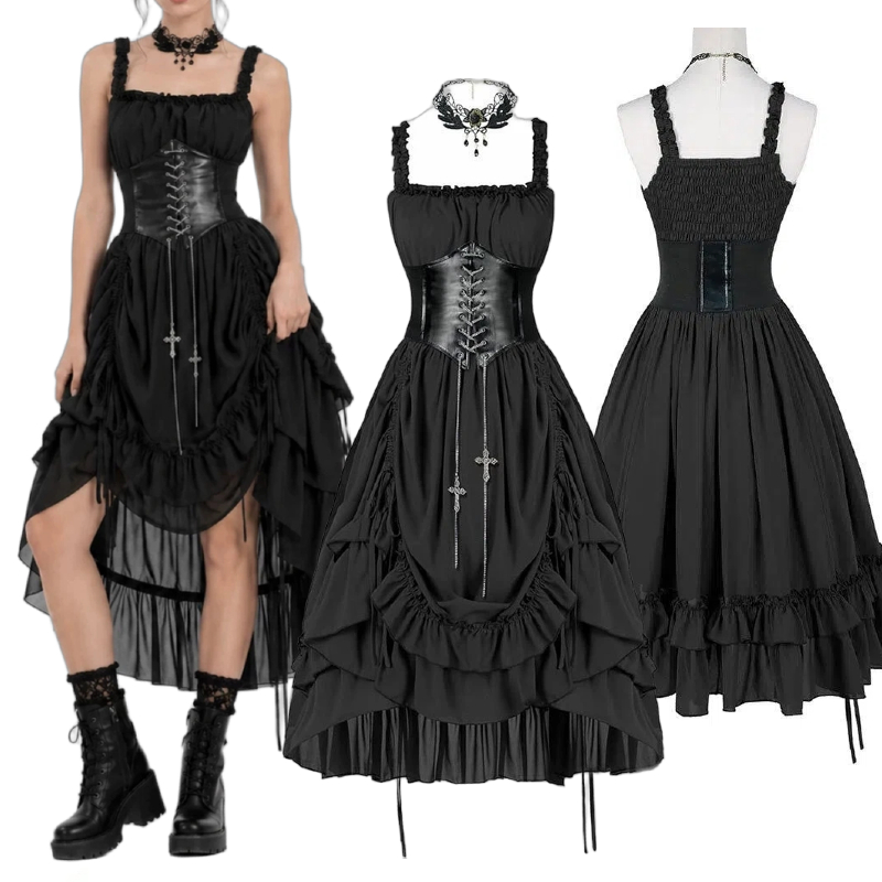 Women Gothic Dress Corset Slip - Vintage Fashion Dresses review and price